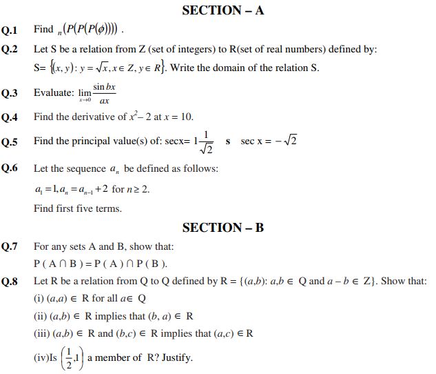 Cbse class 11 mathematics sample paper set c